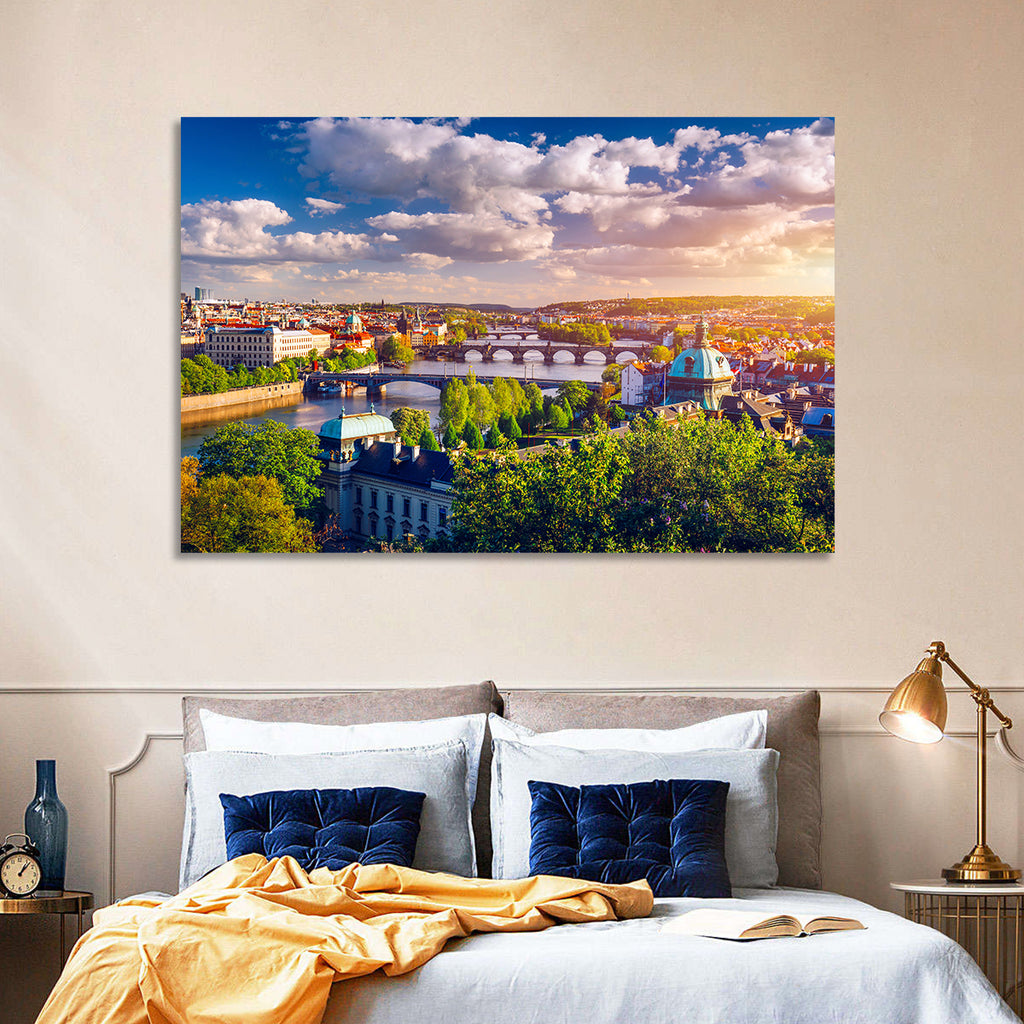 Prague Golden Hour Over Charles Bridge Wall Art