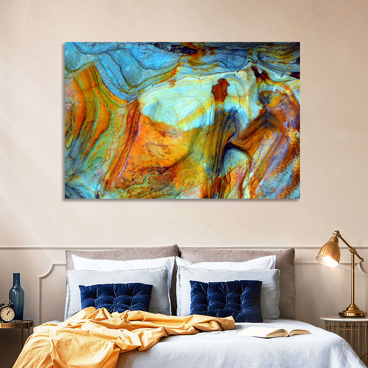 Agate-inspired Rock Pattern Wall Art in a room, landscape
