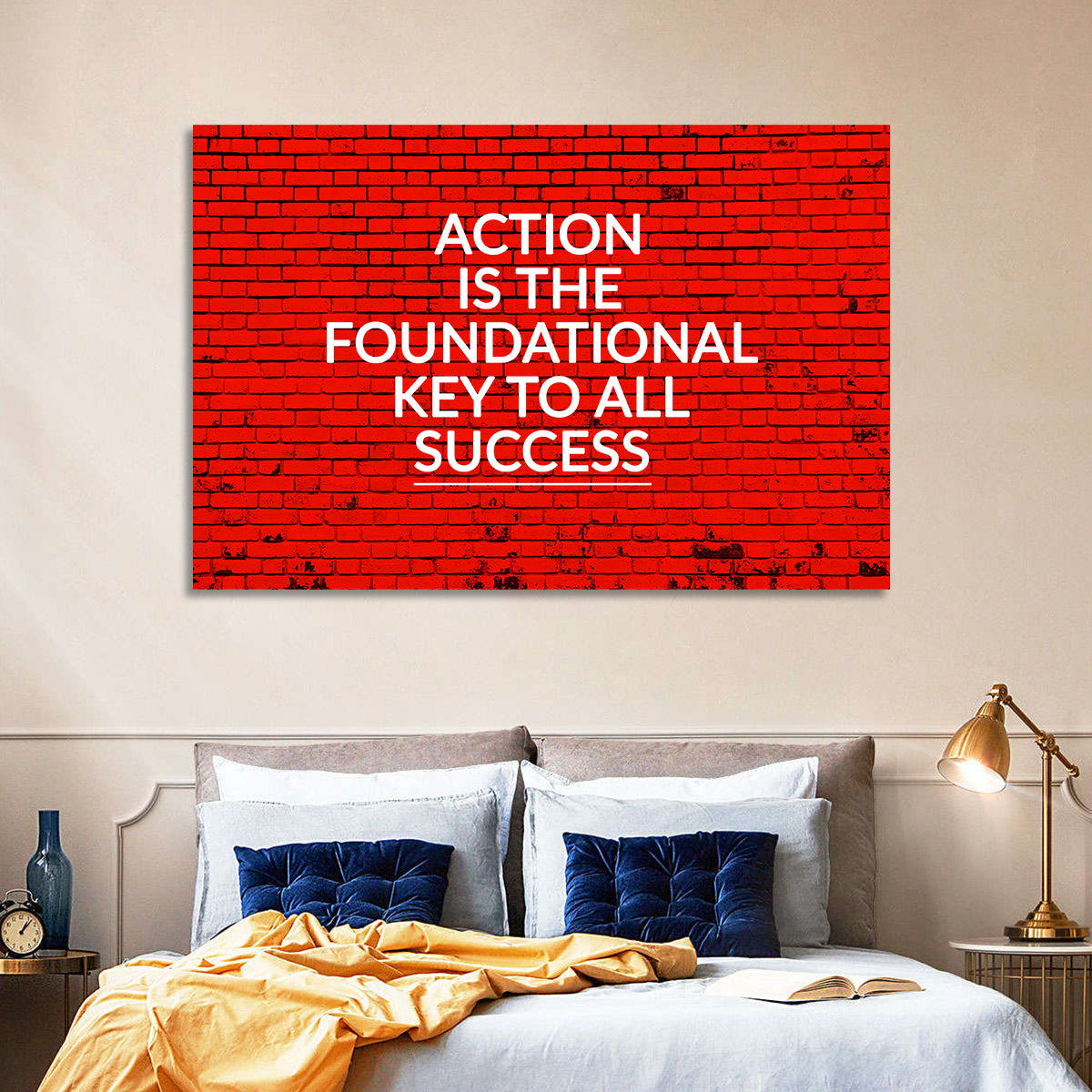 Key to Success on Red Brick Wall Art in a room, landscape