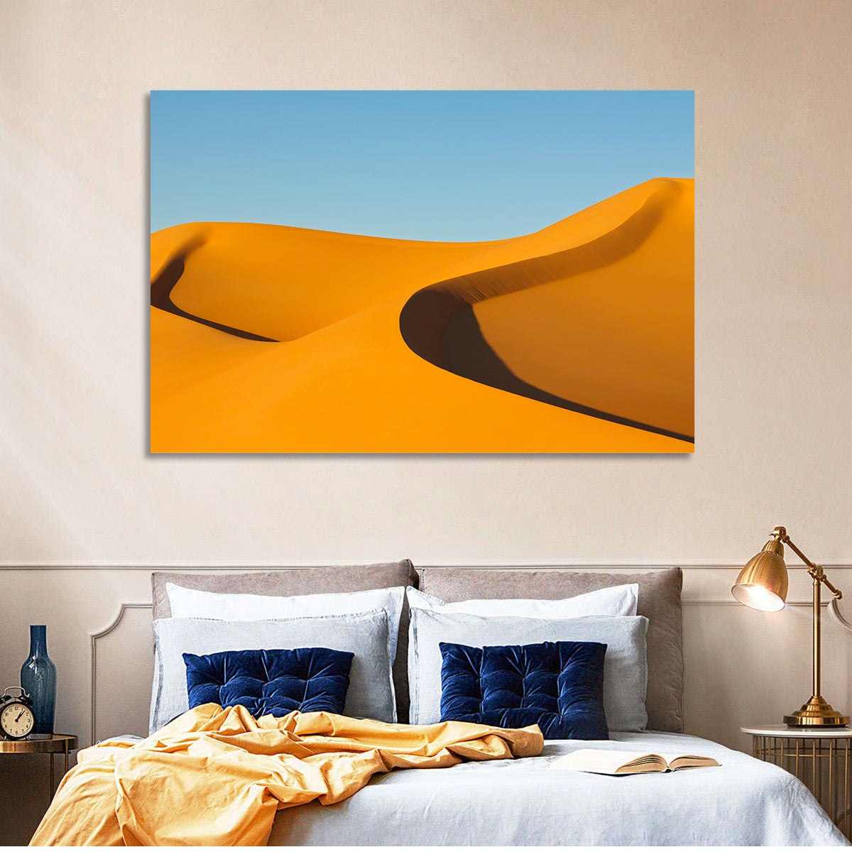 Awbari Golden Dunes Wall Art in a room, landscape