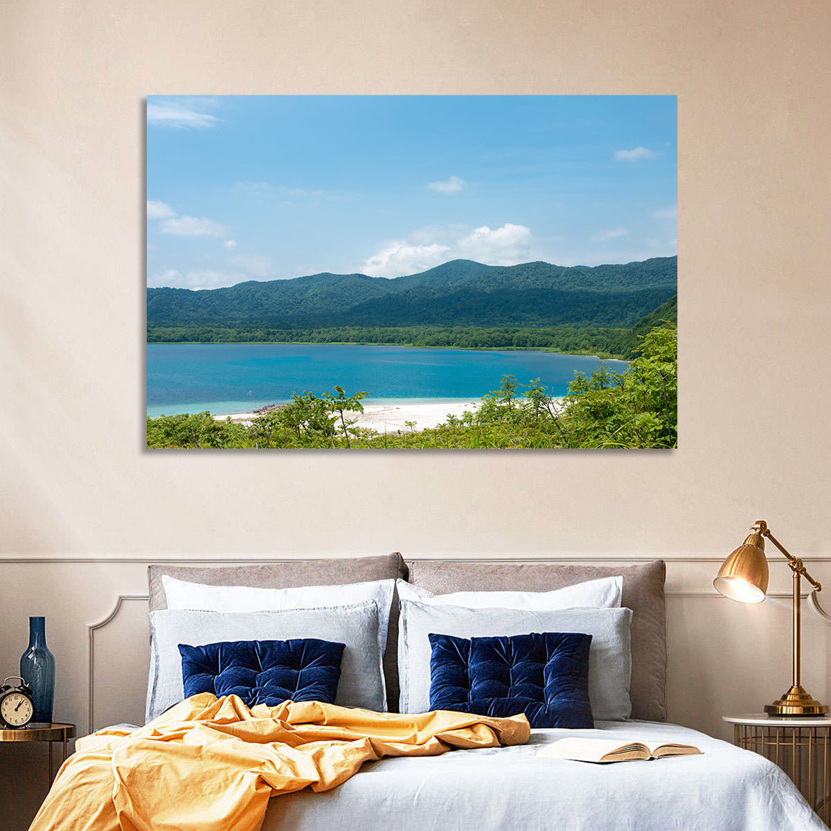 Usori Lake Shoreline Wall Art in a room, landscape