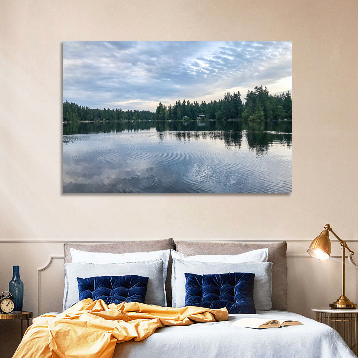 Beaver Lake Park Sunrise Reflection Wall Art in a room, landscape