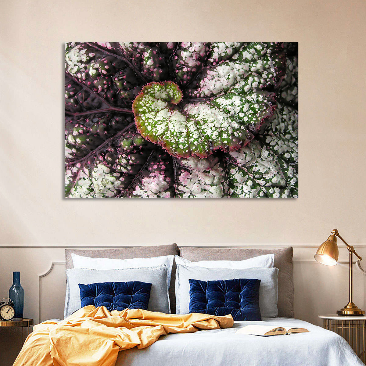 Begonia Leaf Spiral Geometry Wall Art in a room, landscape