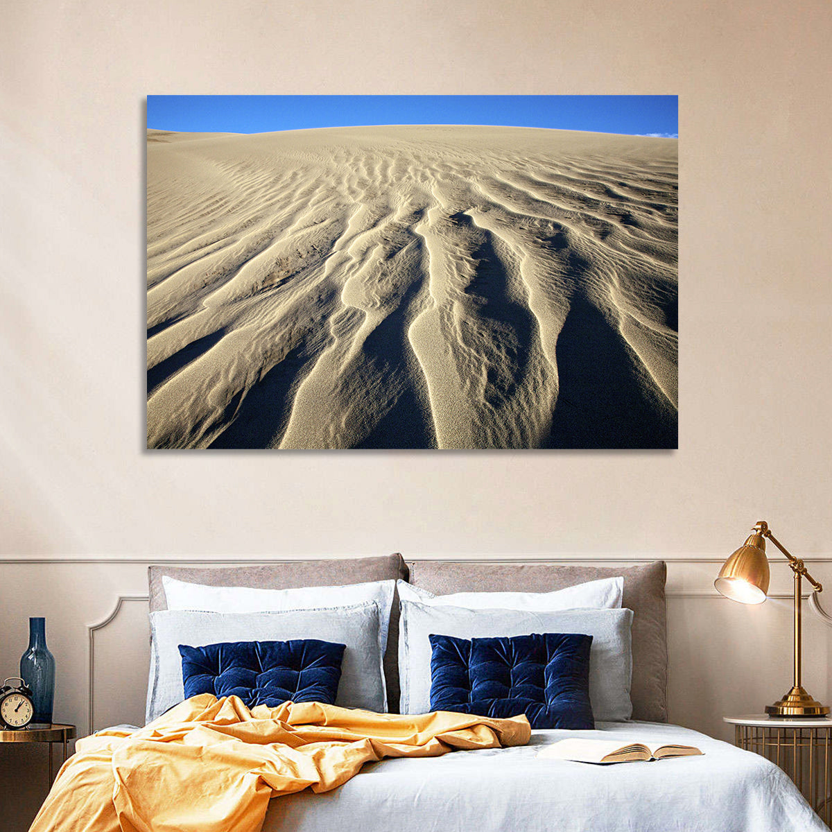 Endless Rippled Sand Dunes Wall Art in a room, landscape