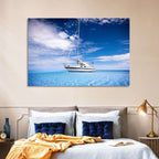 Furled Sails Over Turquoise Water Wall Art