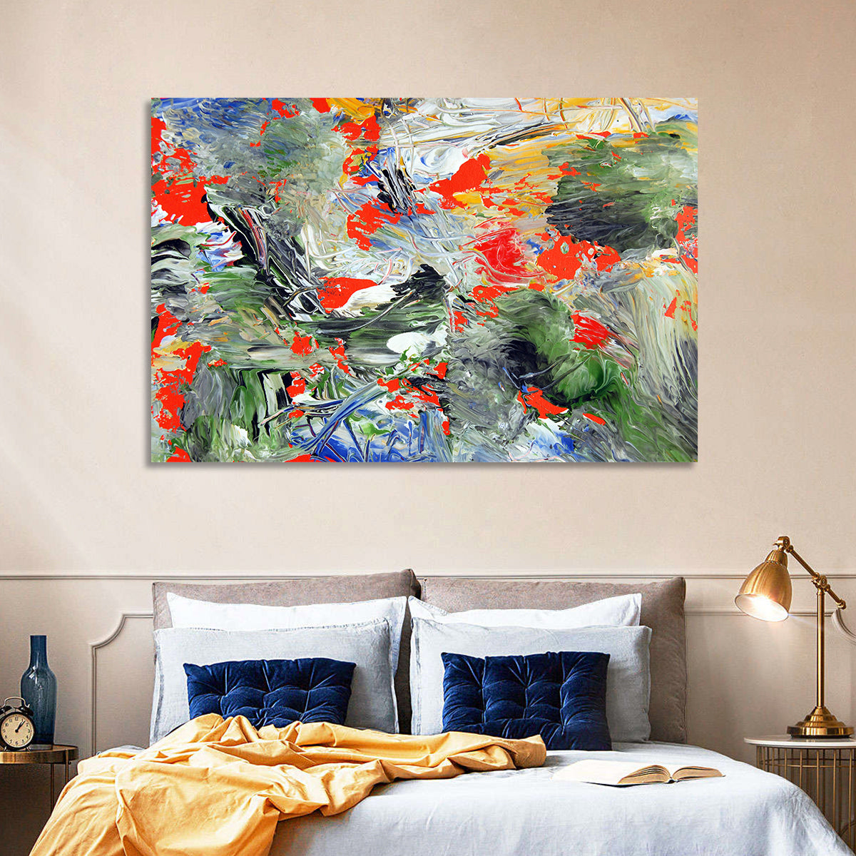Melting Green Impasto Abstract Wall Art