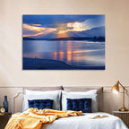 Lake Sunset with Silhouettes Wall Art