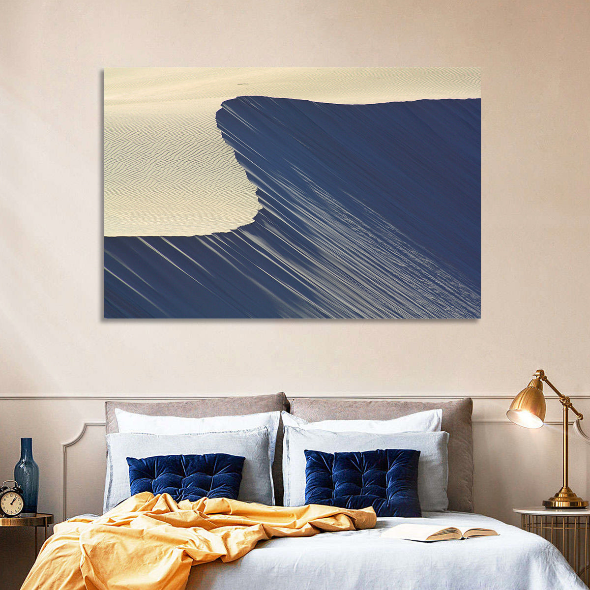 Minimalist Sand Dunes in Late Light Wall Art in a room, landscape