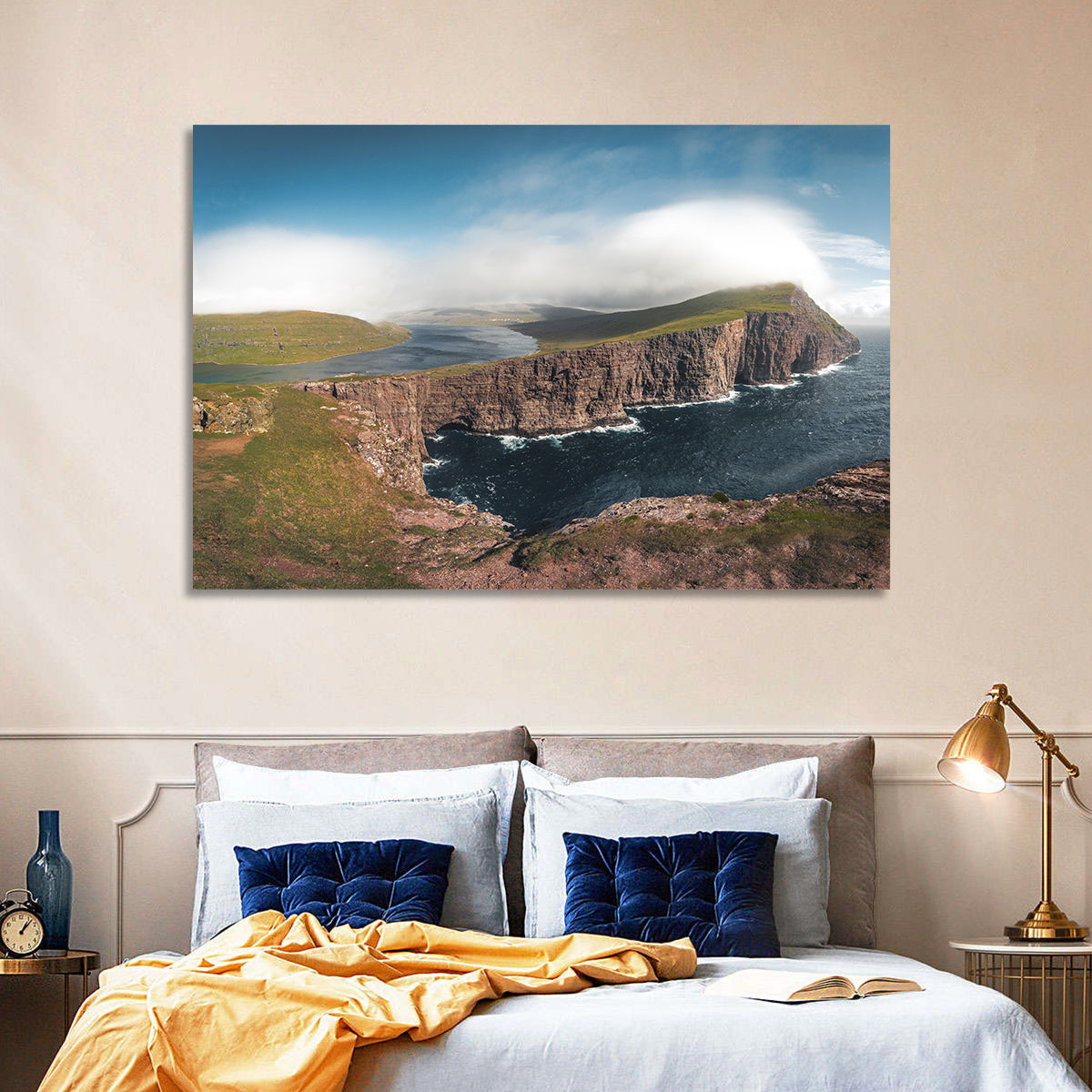Traelanipa Cliffs, Sørvágsvatn Wall Art in a room, landscape