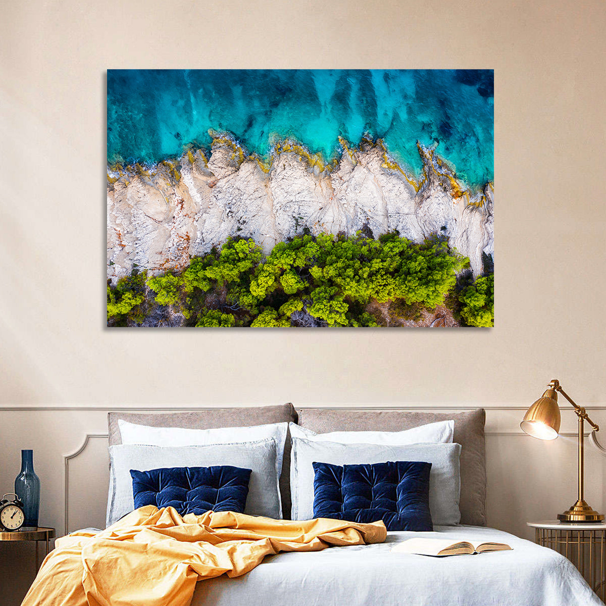 Croatian Coastscape Wall Art in a room, landscape