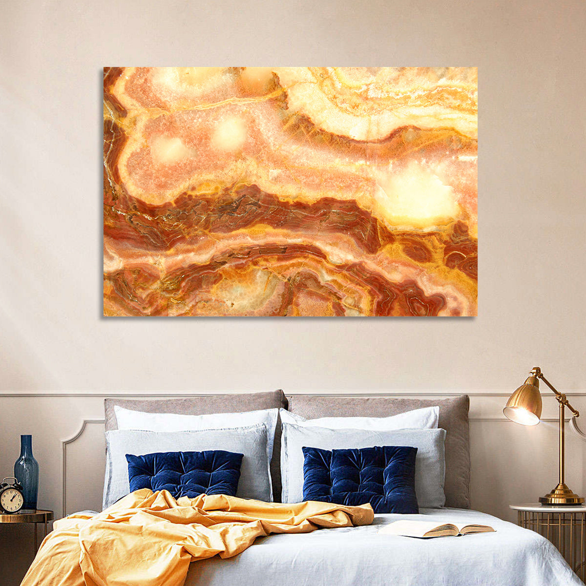 Golden Agate Stone Abstract Wall Art