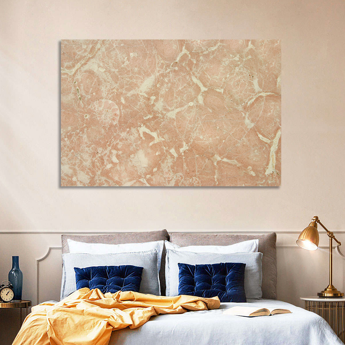 Fossil Veins Marble Study Wall Art in a room, landscape