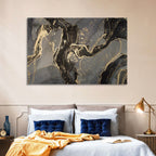 Black and Gold Marbled Abstract Wall Art