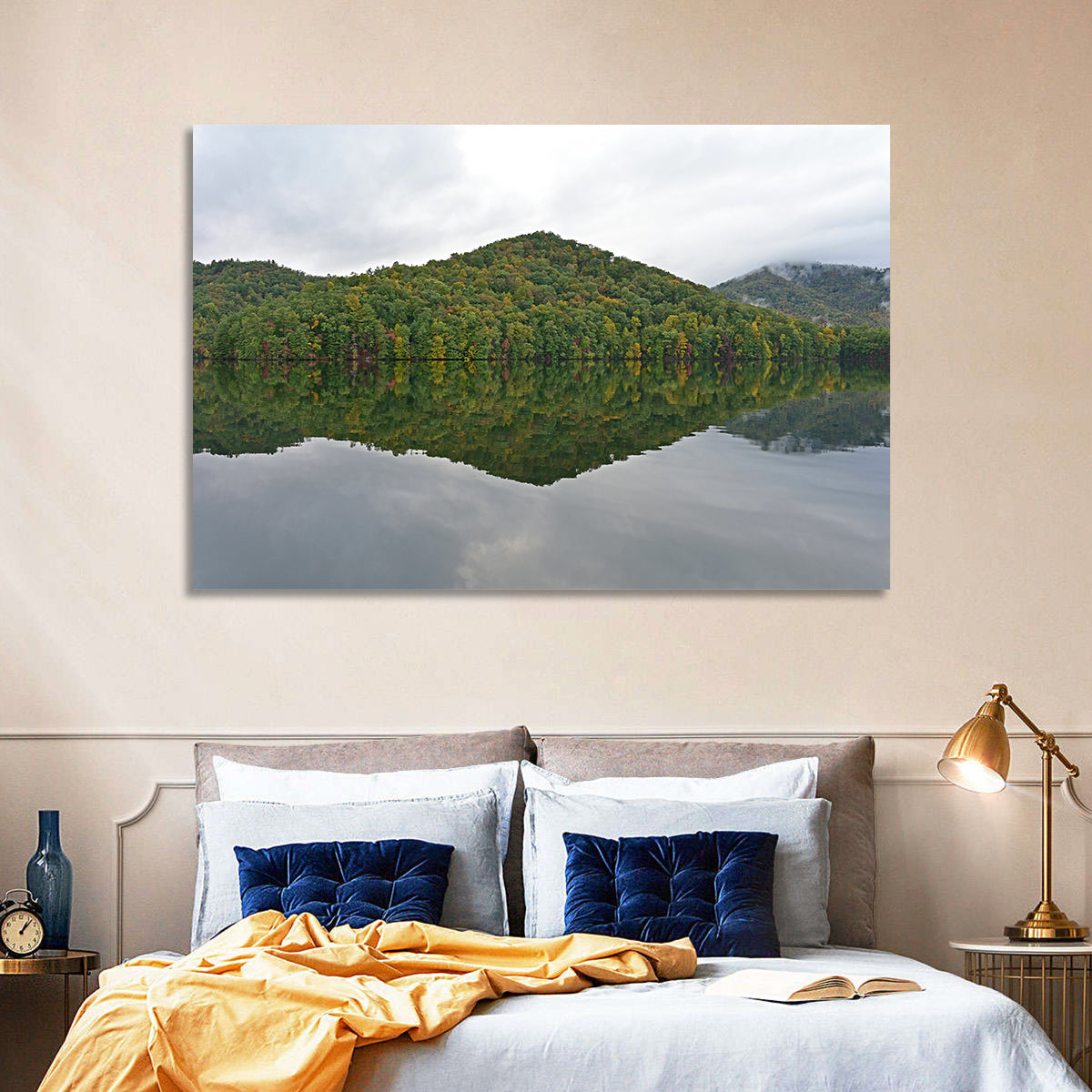 Calm Reflection at Lake Santeetlah Wall Art in a room, landscape