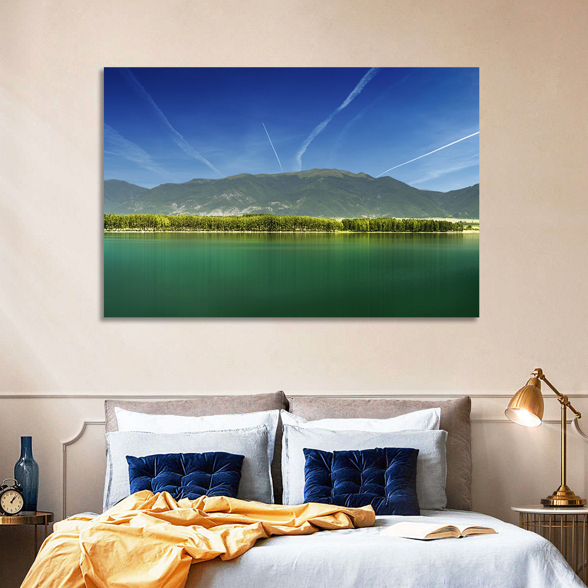 Koprinka Dam Reflections Wall Art in a room, landscape