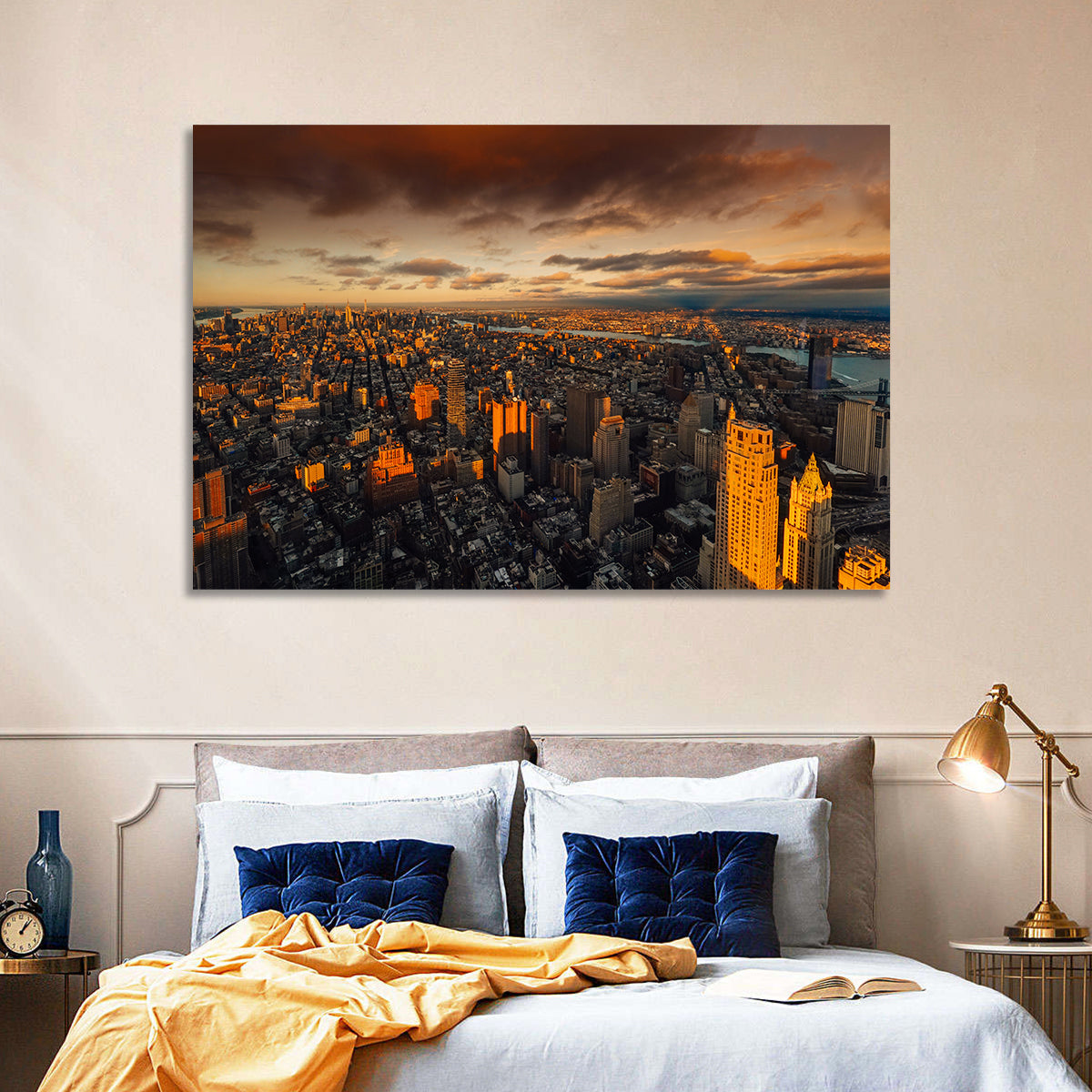 South Manhattan Sunset Skyline Wall Art