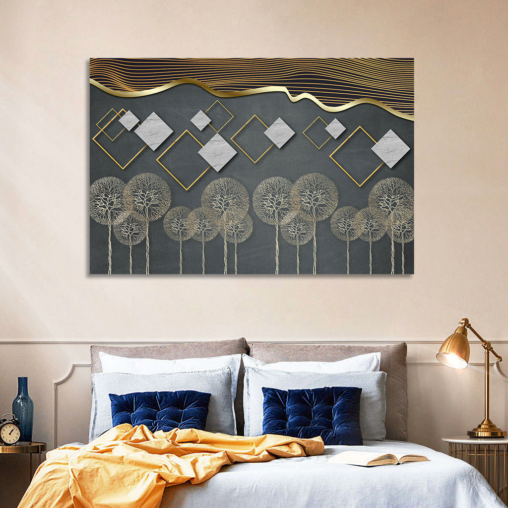 Gray and Gold Dandelion Wall Art