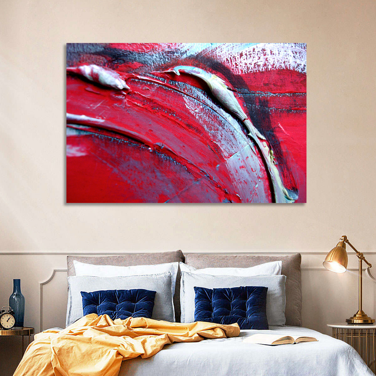 Crimson Impasto Motion Wall Art