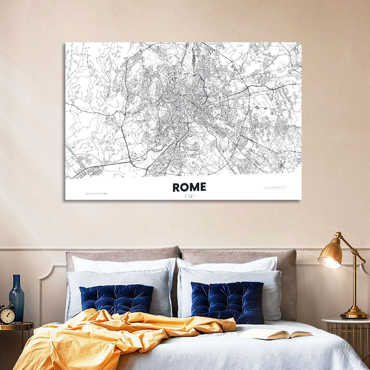 Rome City Map Wall Art in a room, landscape