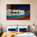 Moonlit Resort Pool Reflection Wall Art