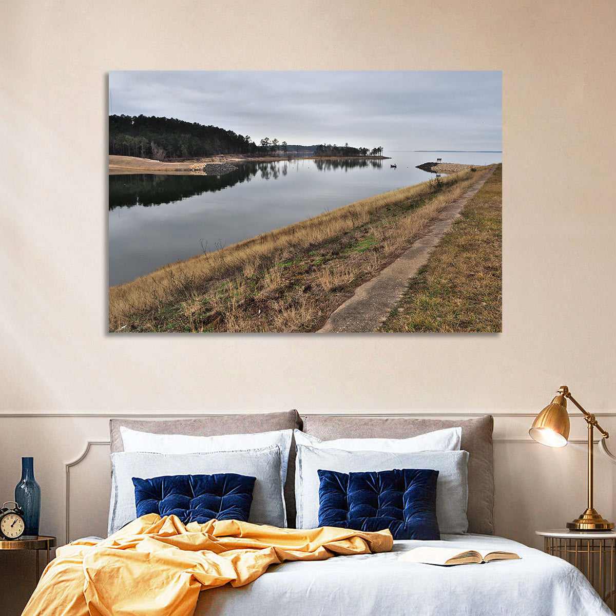 Sam Rayburn Dam Wall Art in a room, landscape