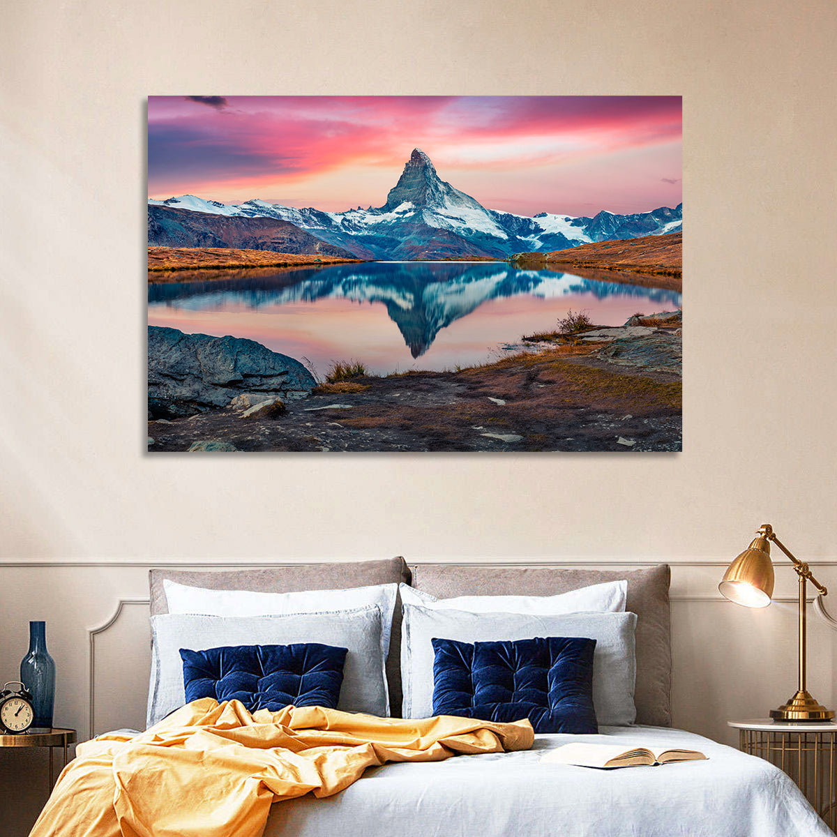 Matterhorn Reflection at Stellisee Wall Art in a room, landscape