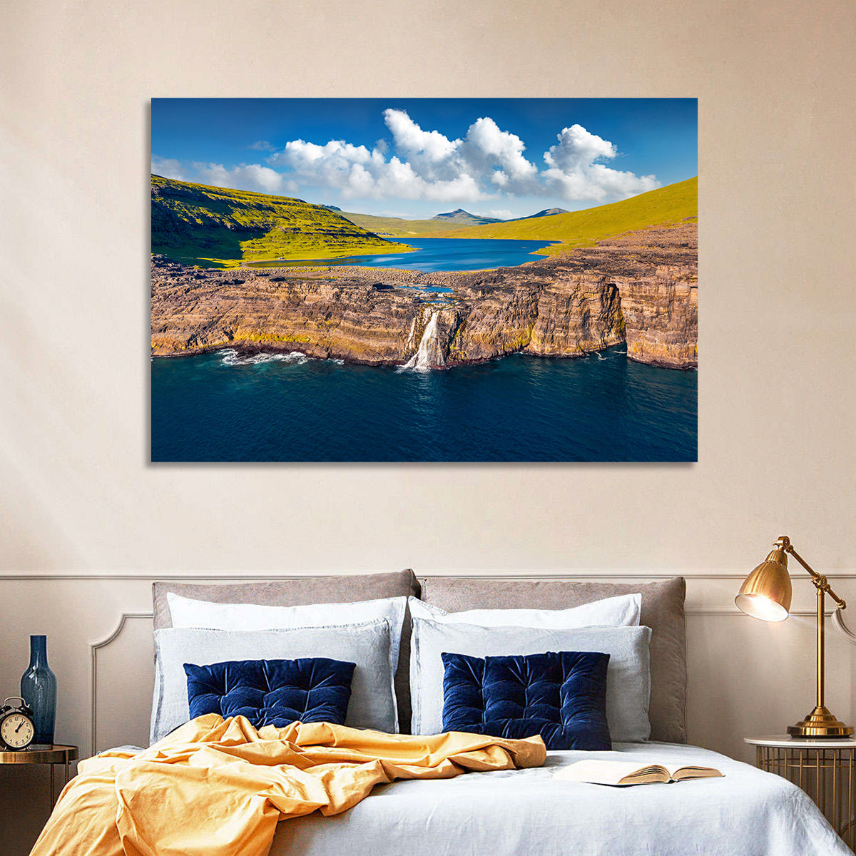Mulafossur Waterfall Gasadalur Wall Art in a room, landscape