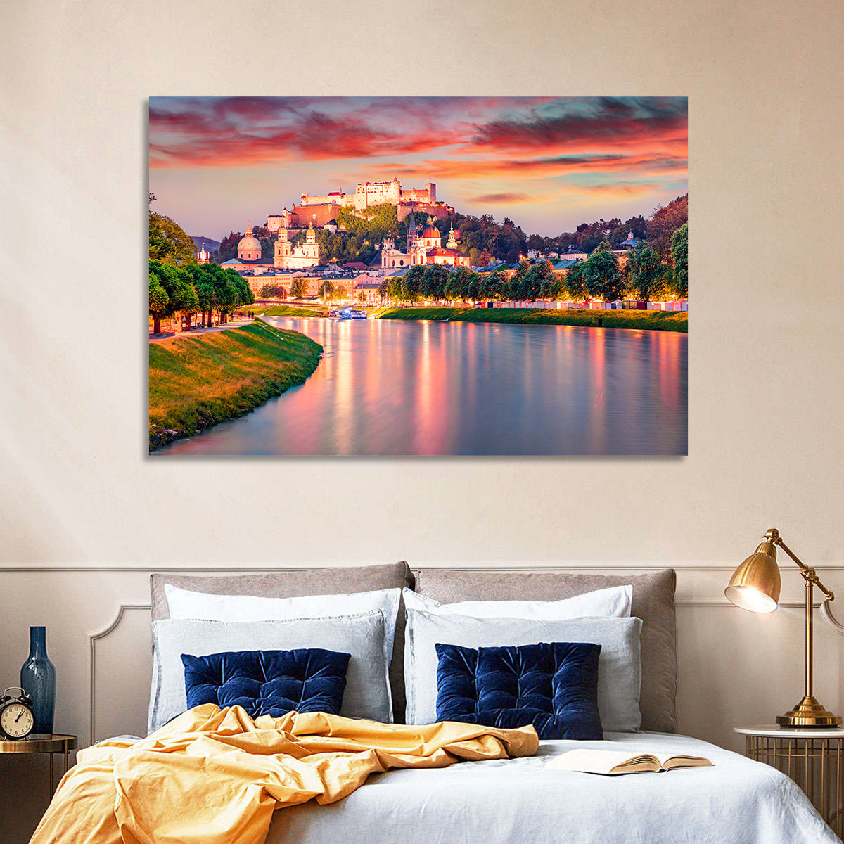 Hohensalzburg Fortress at Sunset Wall Art