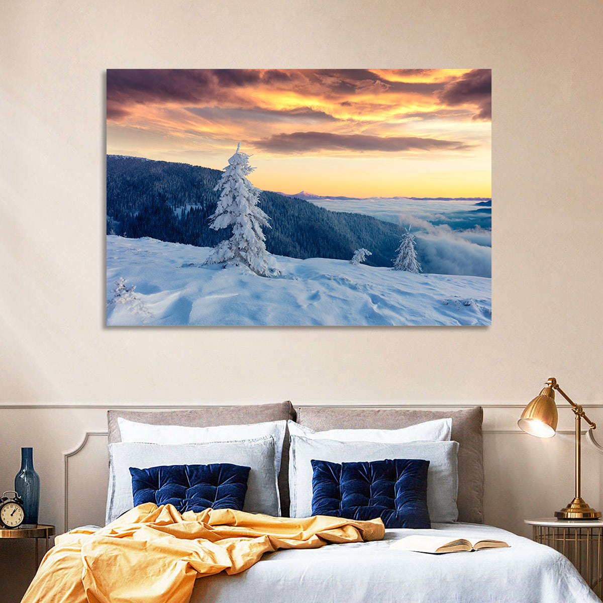 Carpathian Sunrise Wall Art in a room, landscape