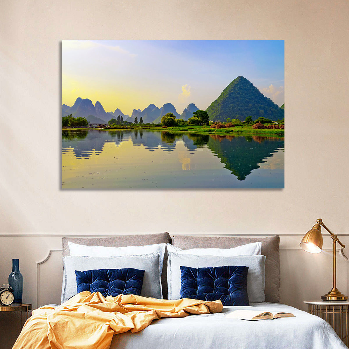 Yangshuo Reflection on Li River Wall Art in a room, landscape