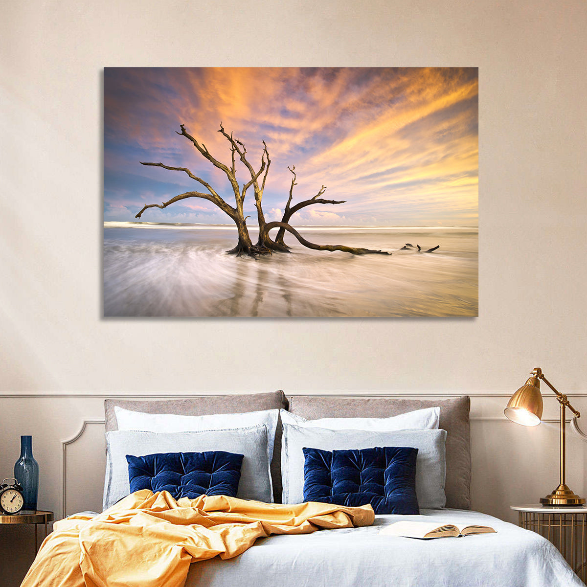 Folly Beach Driftwood Sunset Wall Art