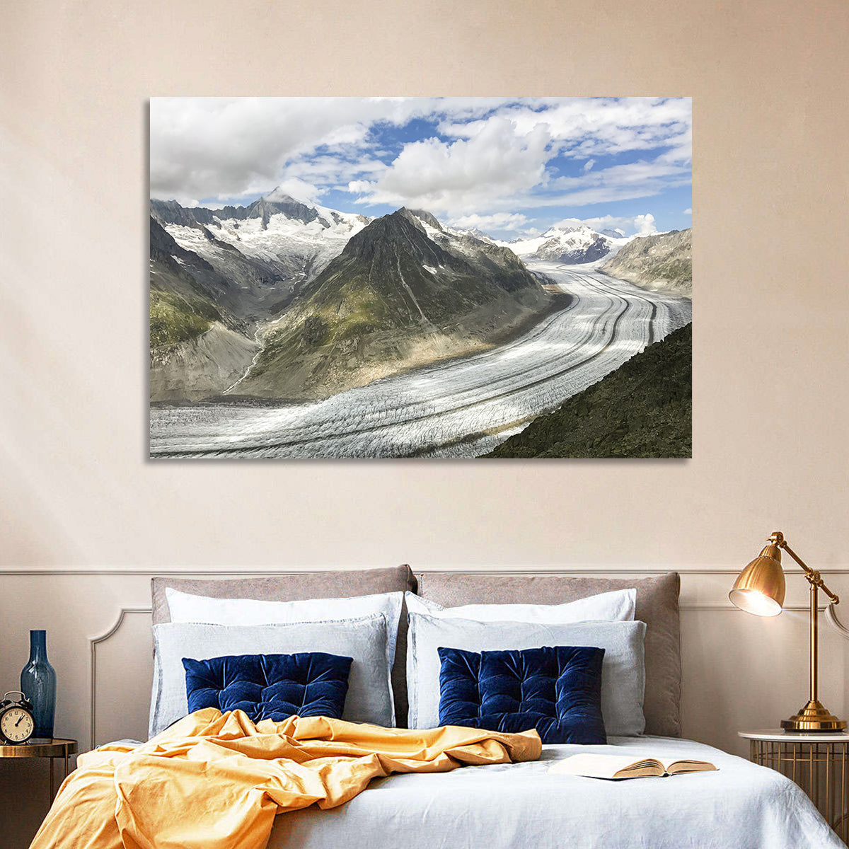 Aletsch Glacier Wall Art in a room, landscape