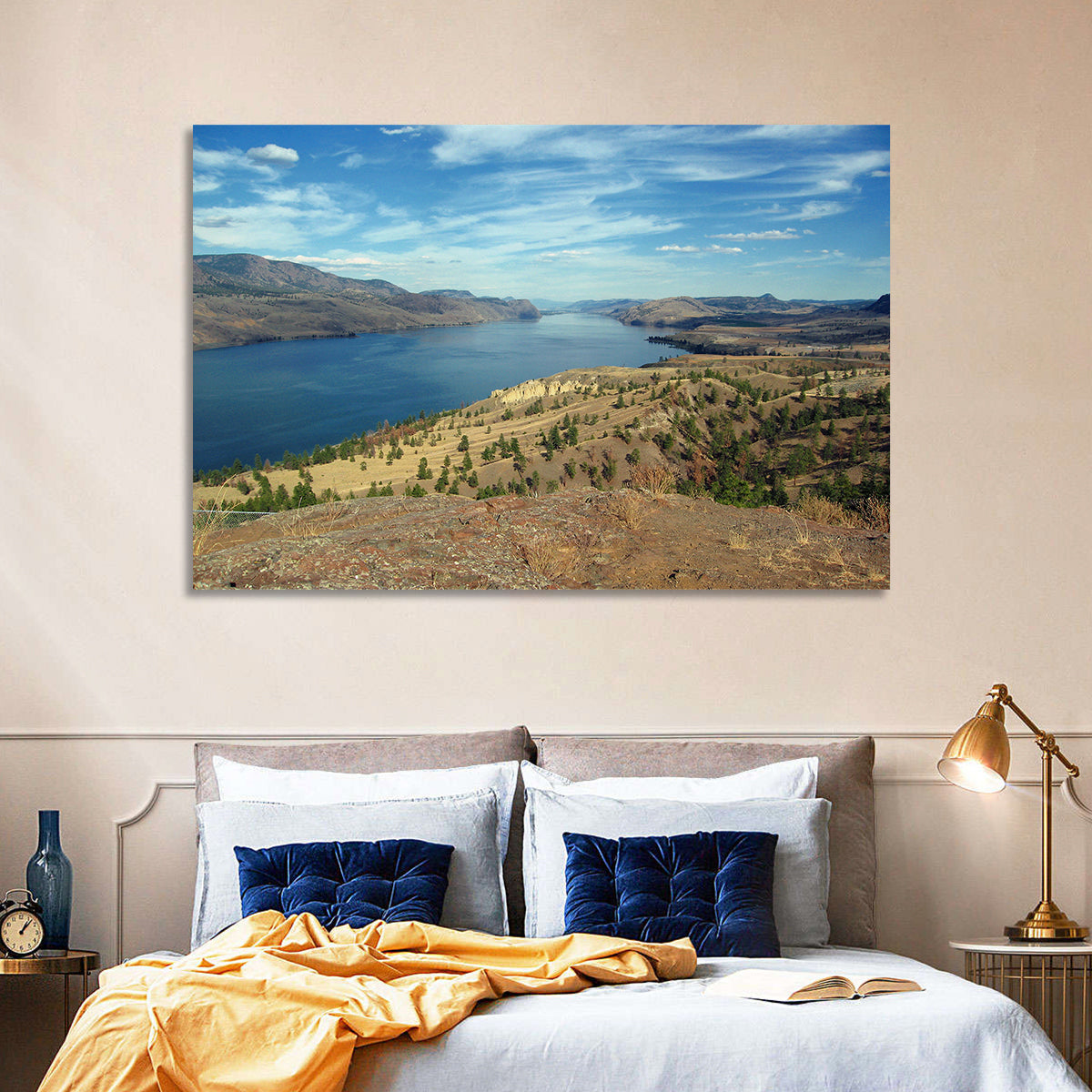 Kamloops Lake View Wall Art in a room, landscape