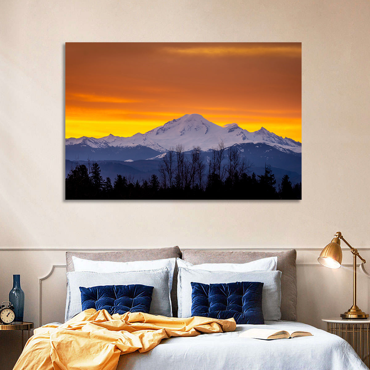 Sunrise Over Mount Baker Wall Art in a room, landscape