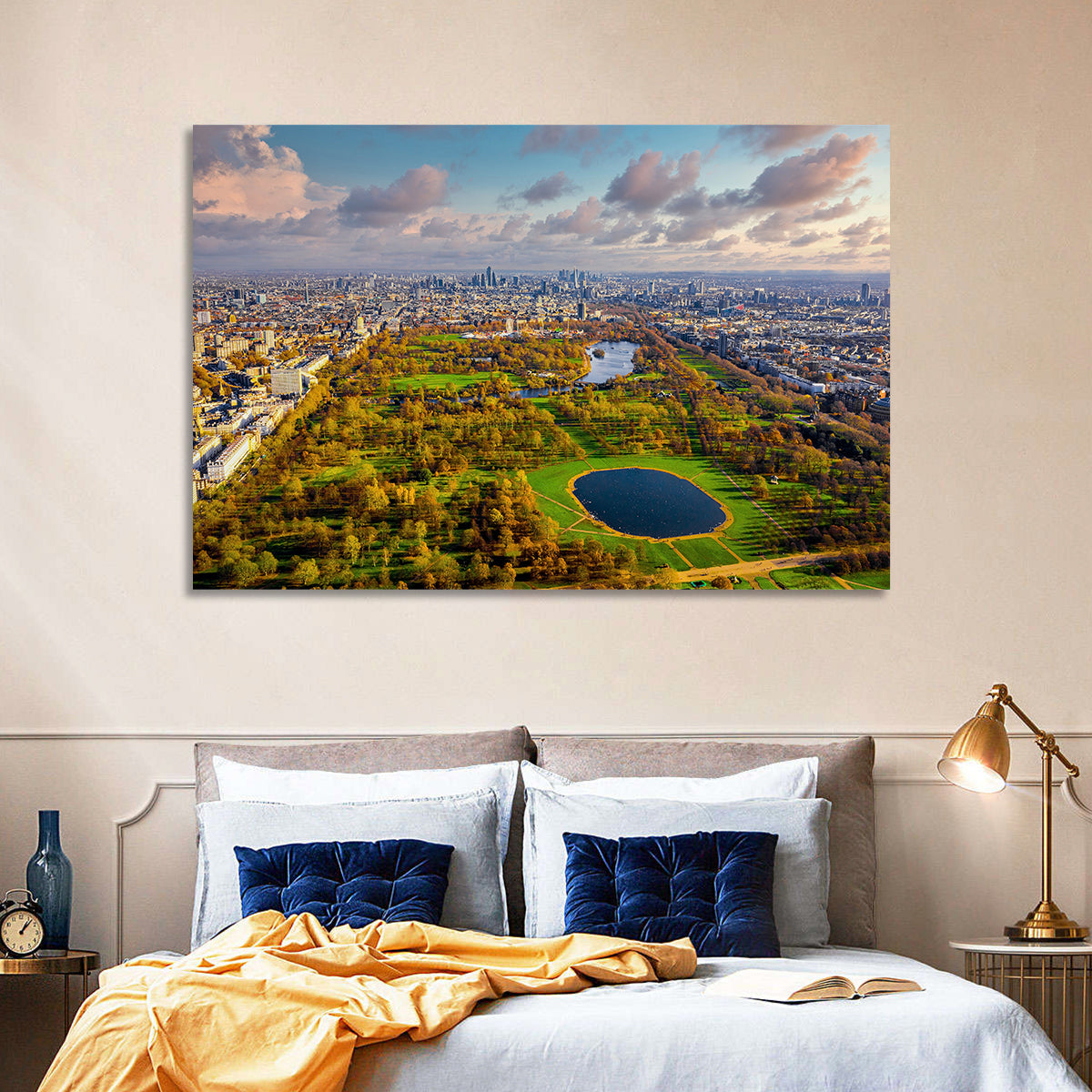 Hyde Park Aerial View Wall Art in a room, landscape