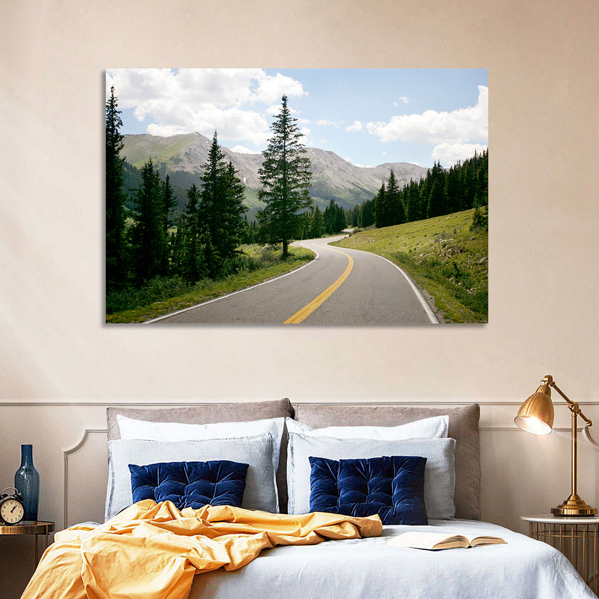 Colorado Mountain Road Wall Art in a room, landscape