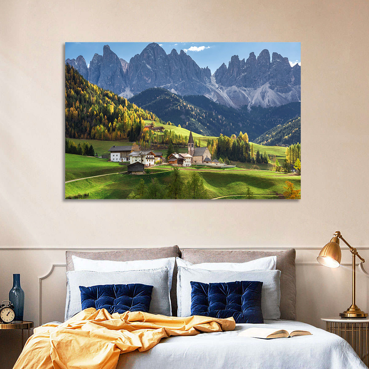 Santa Maddalena Autumn Village Wall Art in a room, landscape