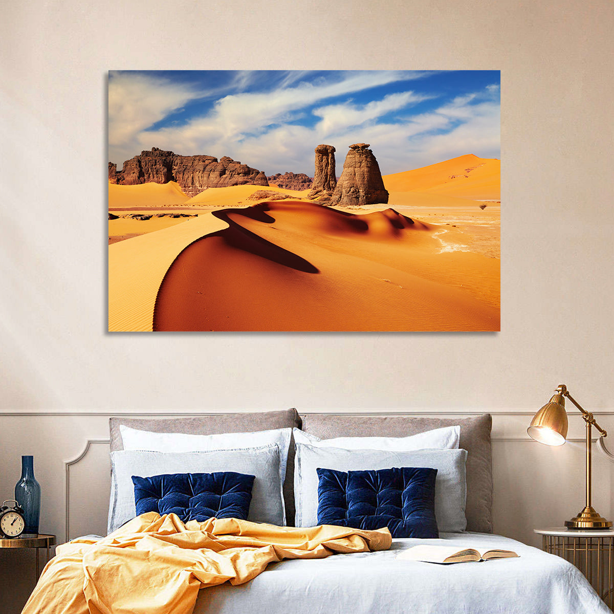 Tadrart Rouge Sand Dunes Wall Art in a room, landscape