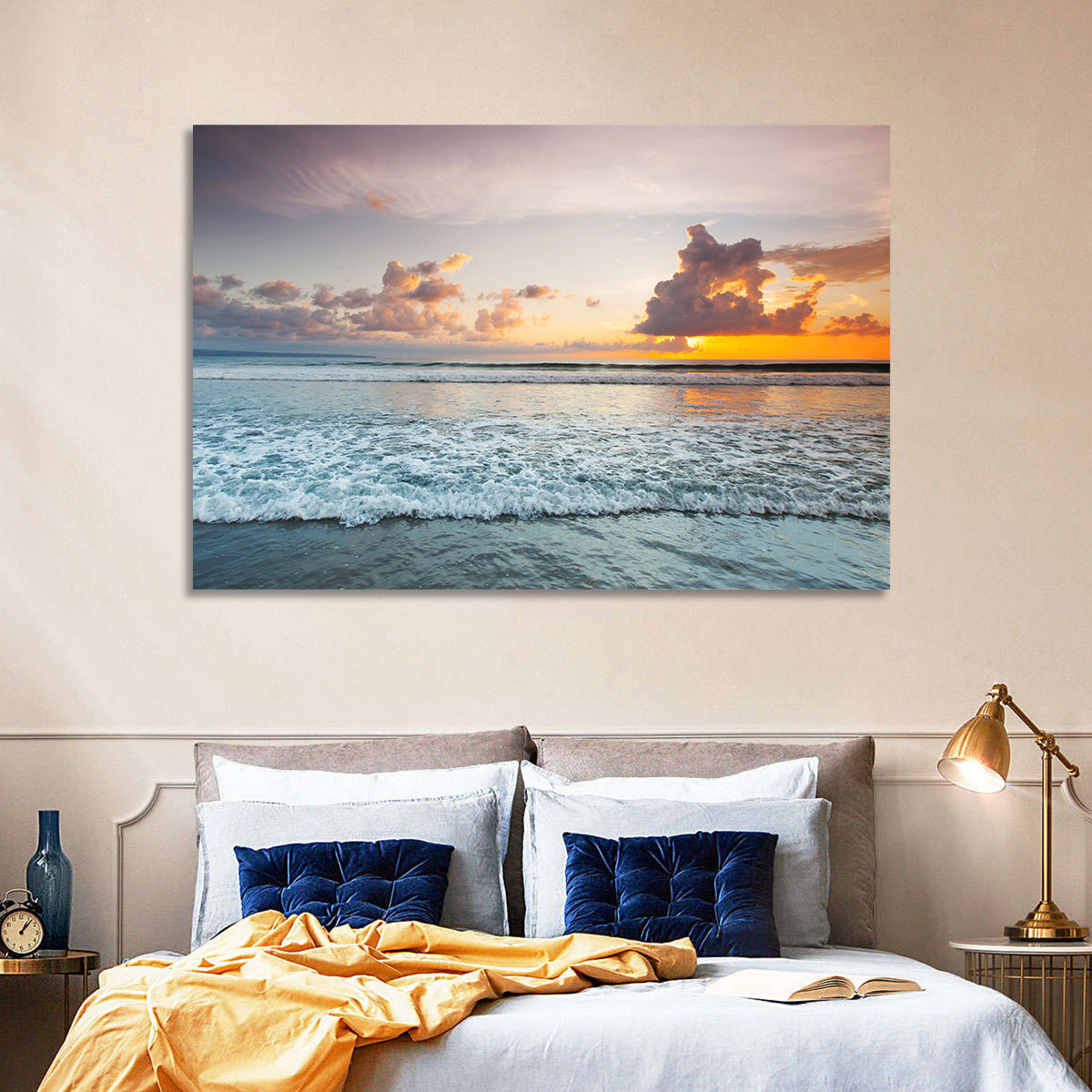 Golden Hour Beach Sunset Surf Wall Art