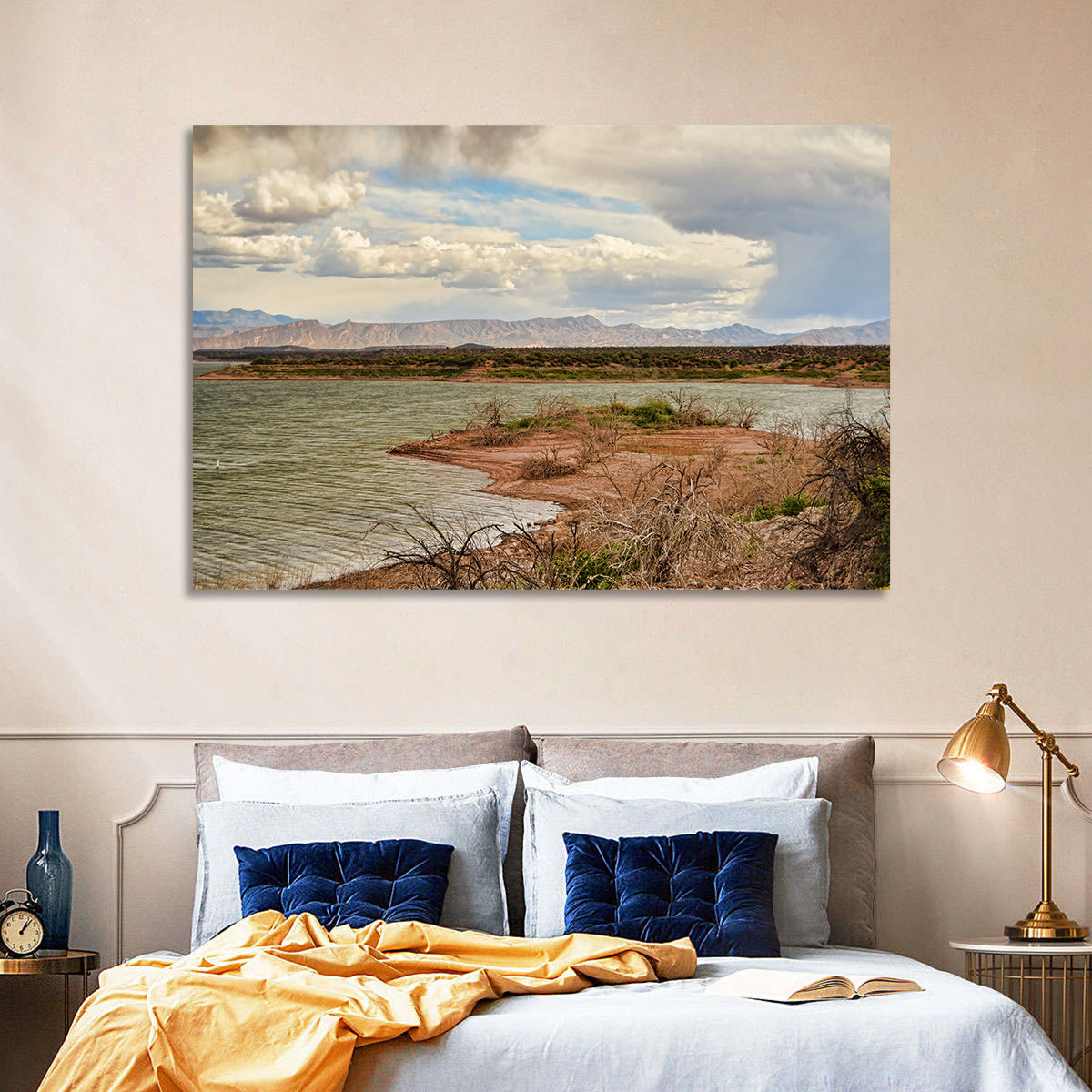 Roosevelt Lake Shoreline Wall Art in a room, landscape