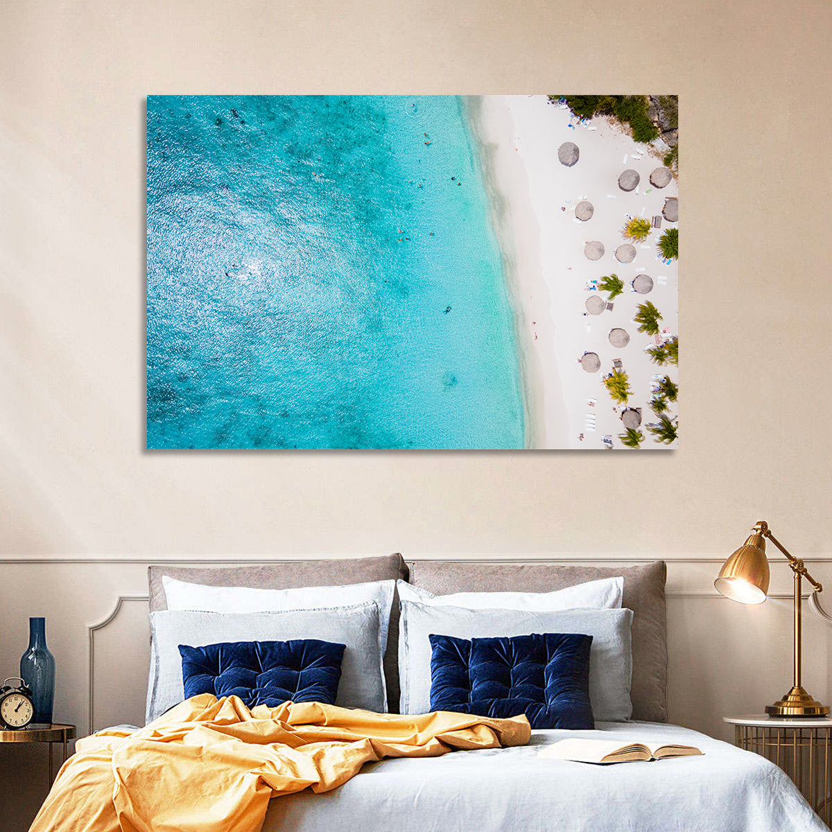 Cas Abou Aerial Shoreline Wall Art in a room, landscape