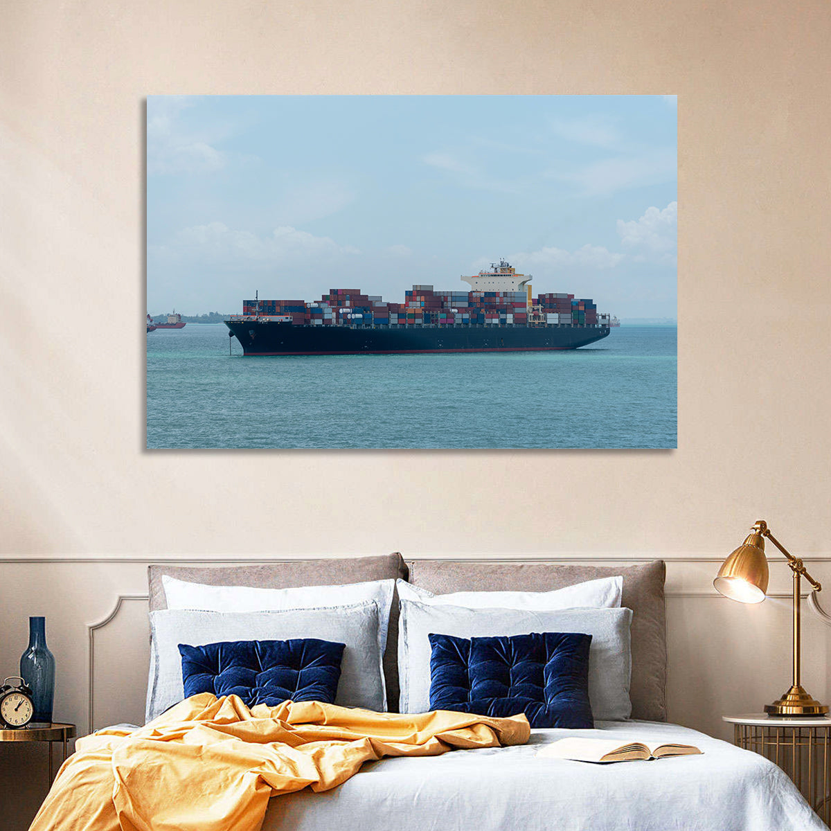 Harbor Container Ship at Sea Wall Art