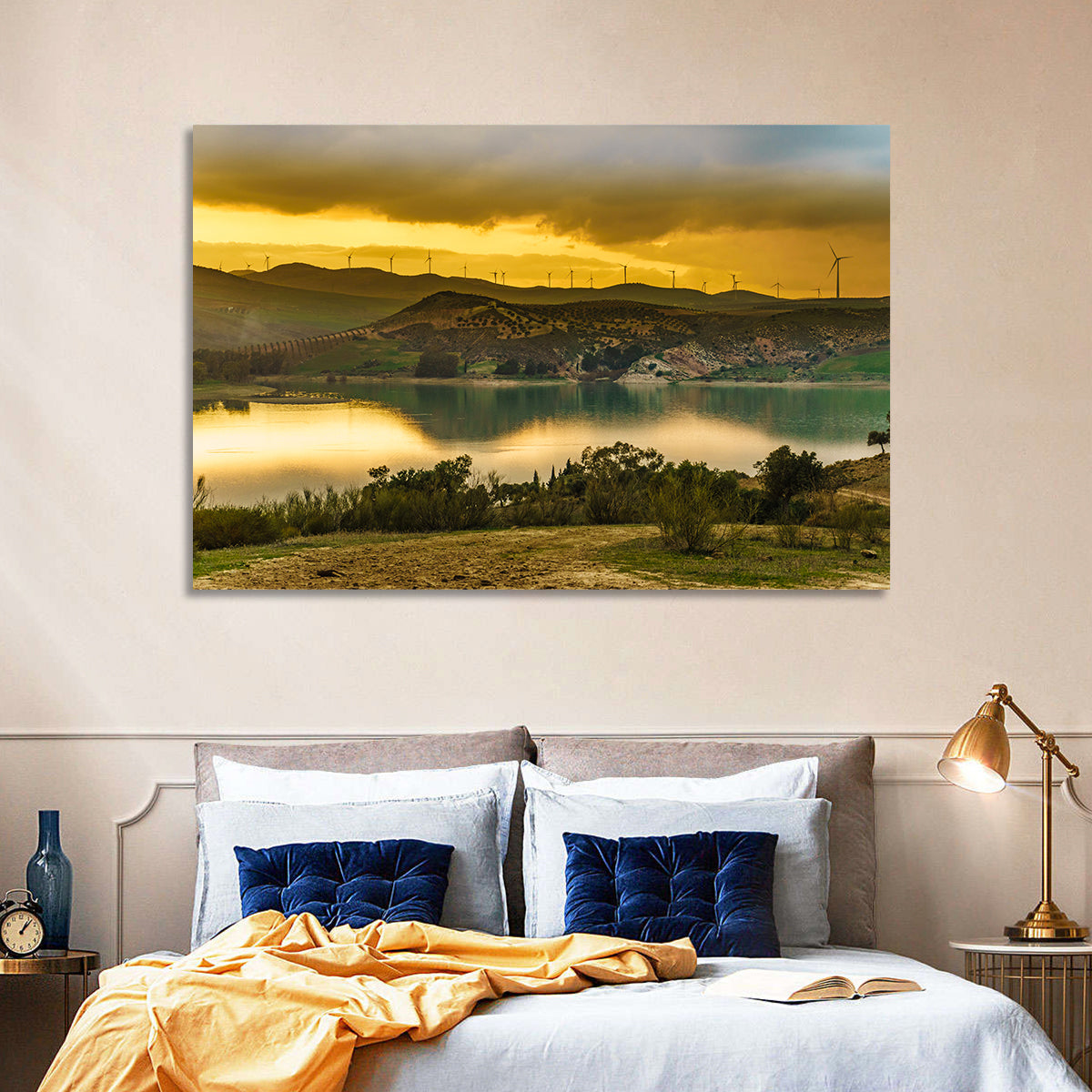 Andalucia Wind Farm at Golden Hour Wall Art in a room, landscape