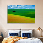 Golden Field and Green Hillside Wall Art