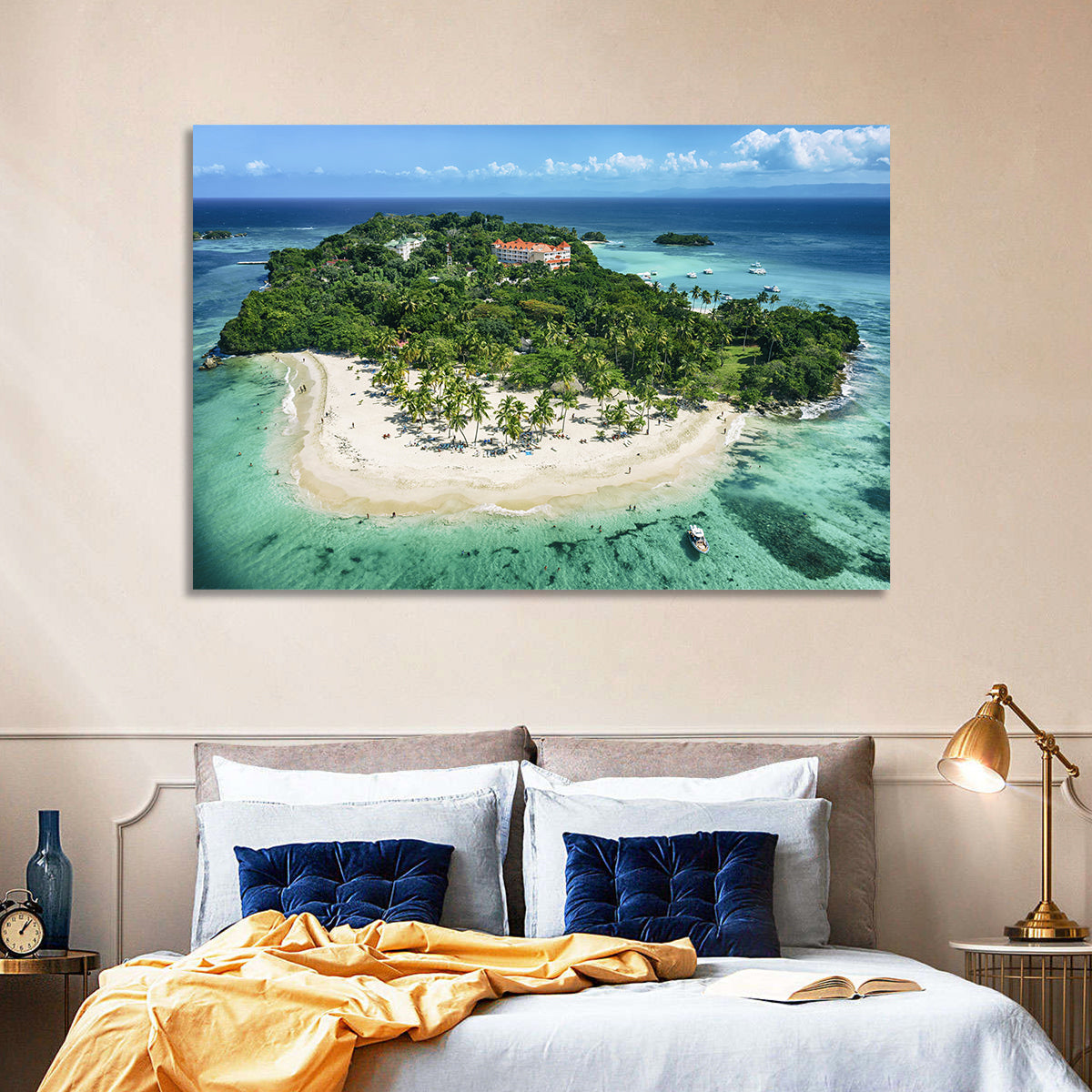 Cayo Levantado Aerial Beach Resort Wall Art in a room, landscape
