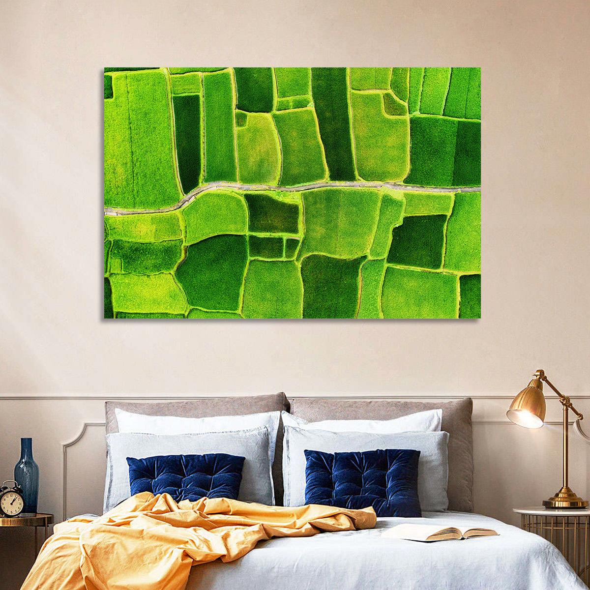 Verdant Rice Terrace Grid Wall Art