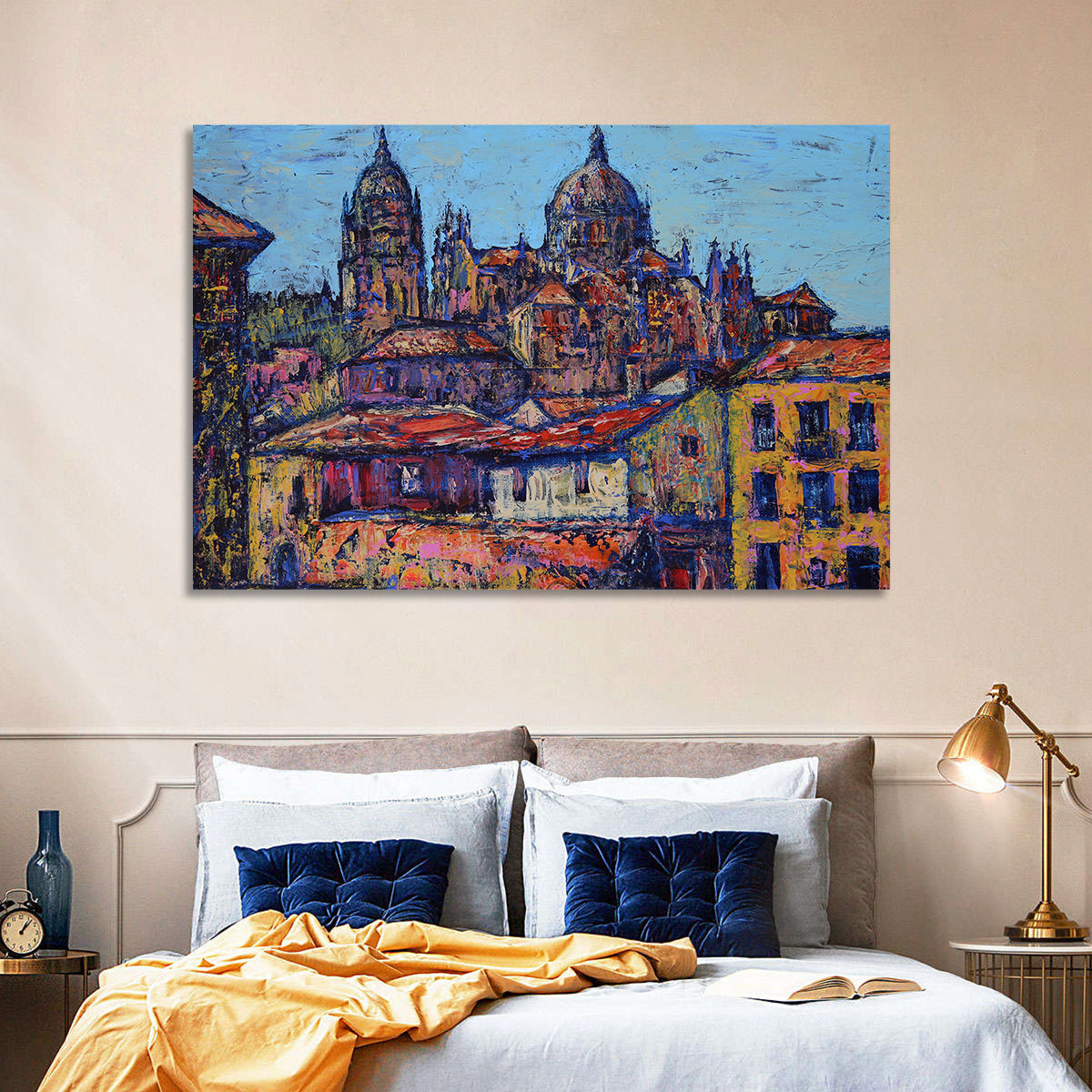 Salamanca Cathedral Rooftops Wall Art in a room, landscape