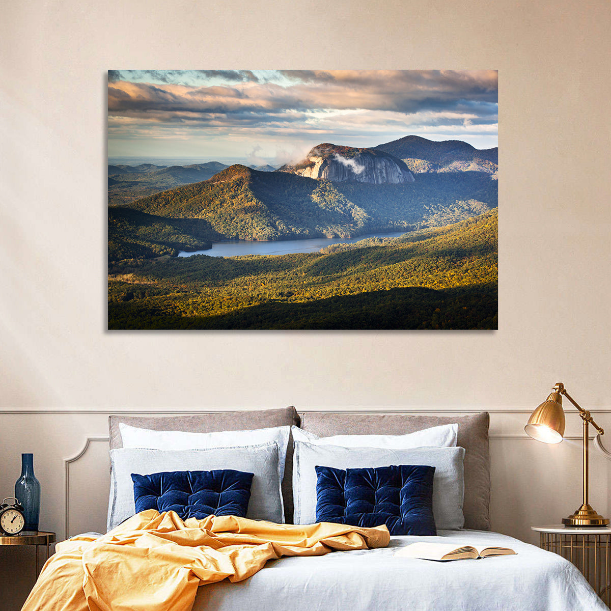Table Rock Sunrise Over Looking Glass Rock Wall Art in a room, landscape