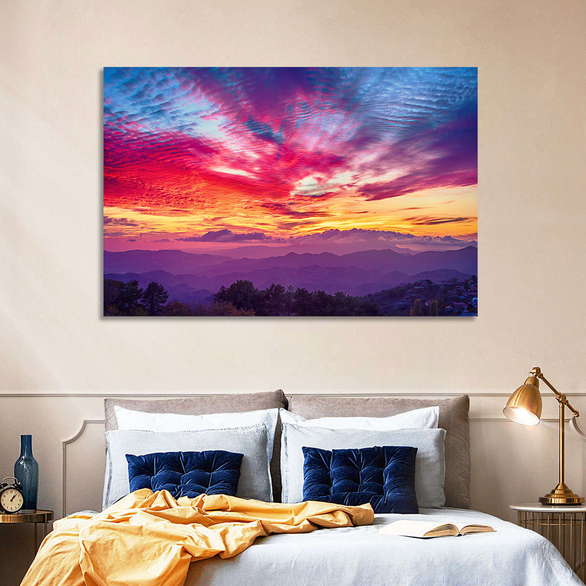 Golden Dusk Cloud Mountains Wall Art