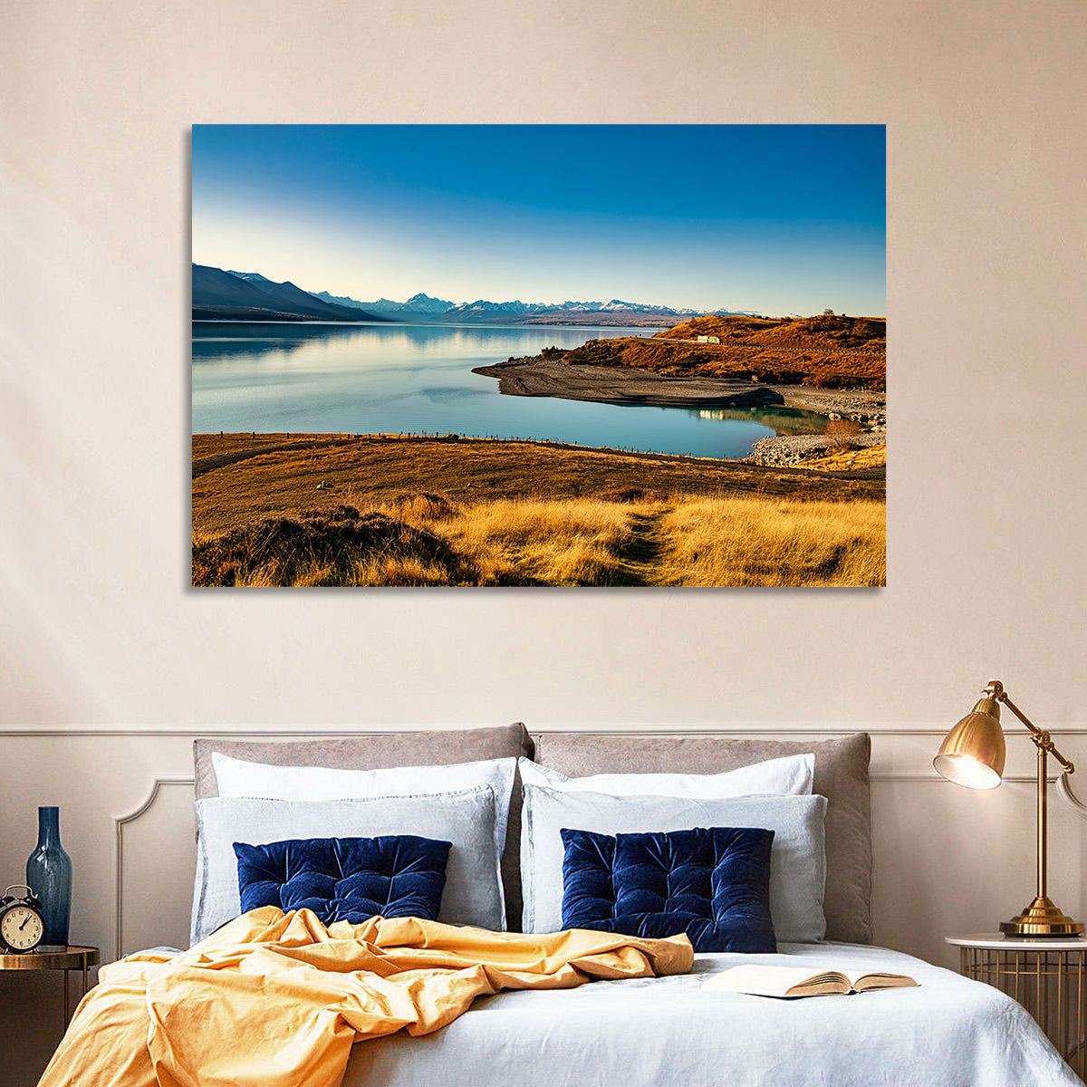 Lake Pukaki Golden Hour with Mount Cook Wall Art